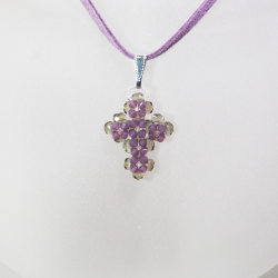 Pendant 40cm - Trevina-Mauve Suedine - Pendant 40cm - Laiton argenté
